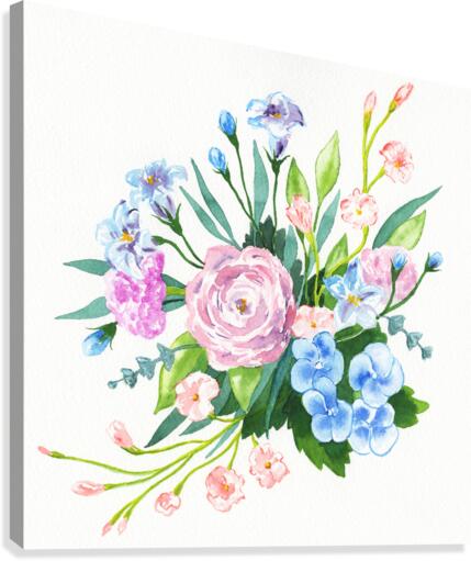 Fresh Pastel Colors Watercolor Flowers Bouquet V by Irina
