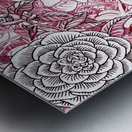 Watercolor Botanical Flowers Garden Pink Flowerbed I Metal print