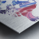 Watercolor Silhouette World Map Purple Blue Metal print