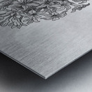 Hyacinth Simple Gray Botanical Flower On Watercolor Marble  Metal print