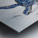 Watercolor Giant Turtle In Abstract Seaweed And Water IX Metal print