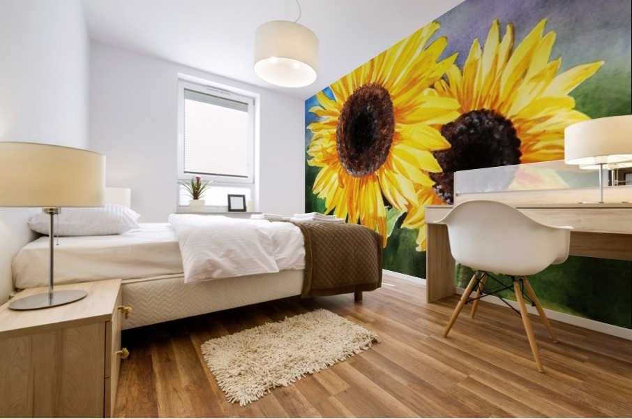 Two Suns Two Sunflowers Mural print