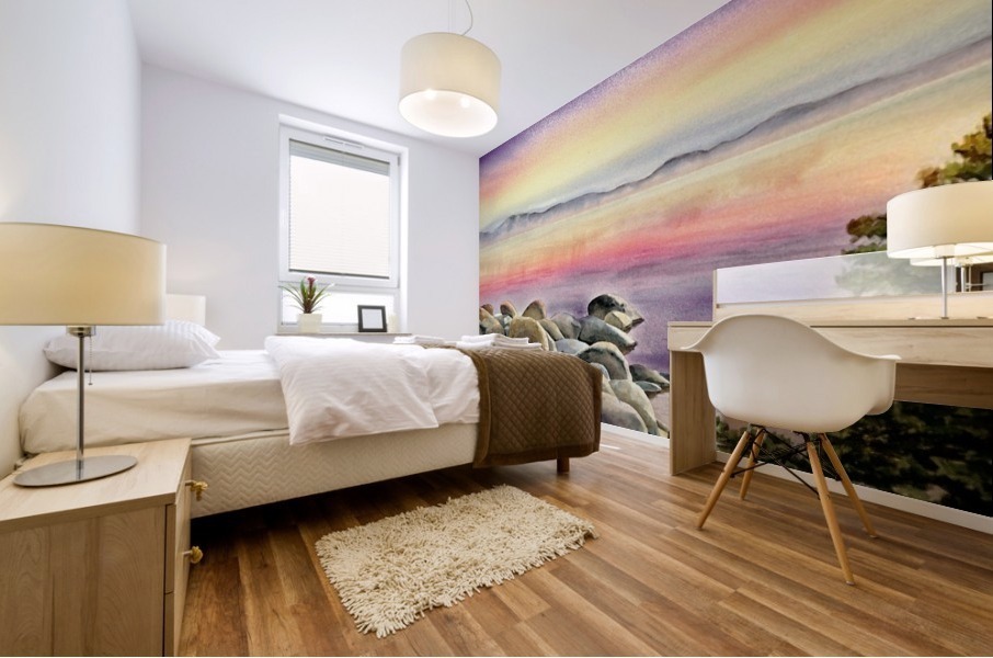 Purple Sunset At The Lake Mural print