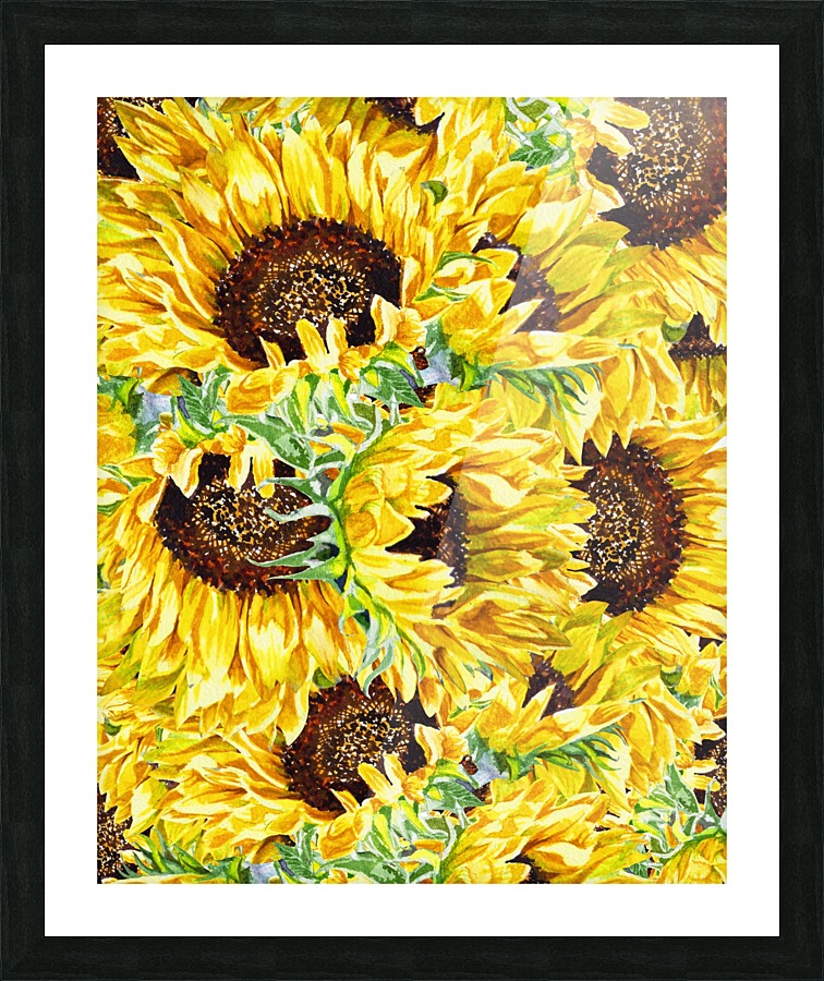 The Field Of Watercolor Sunflowers Pattern Picture Frame print