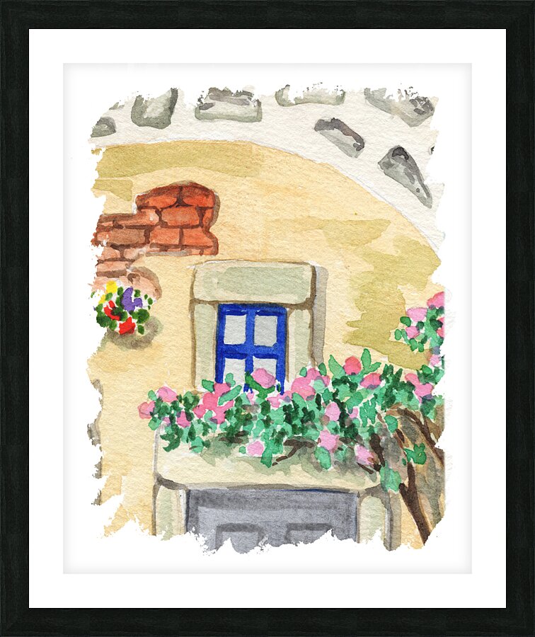 Antique Old Ancient Retro Window Watercolor 3 Picture Frame print