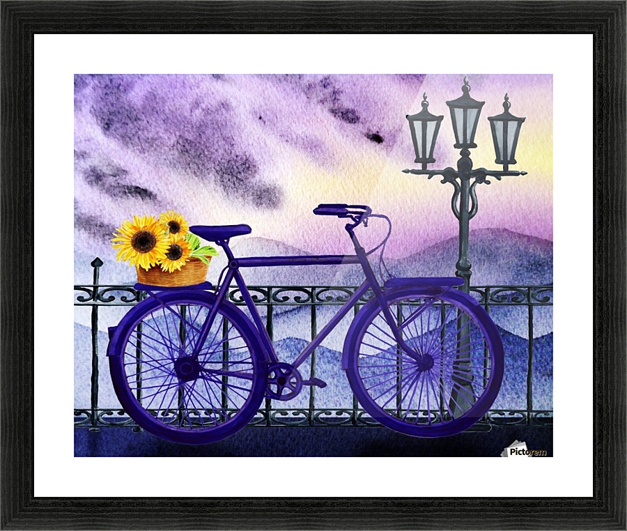 Bicycle And Sunflowers Picture Frame print