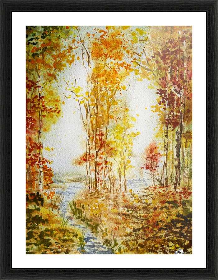 Autumn Forest Falling Leaves Picture Frame print