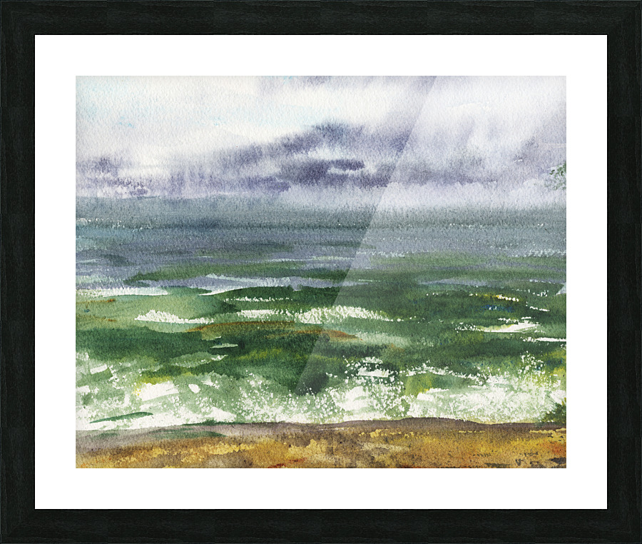 Dramatic Seascape With Beach And Waves Picture Frame print