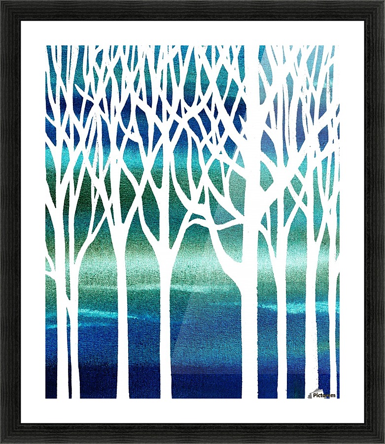 Blue Teal Forest  Picture Frame print