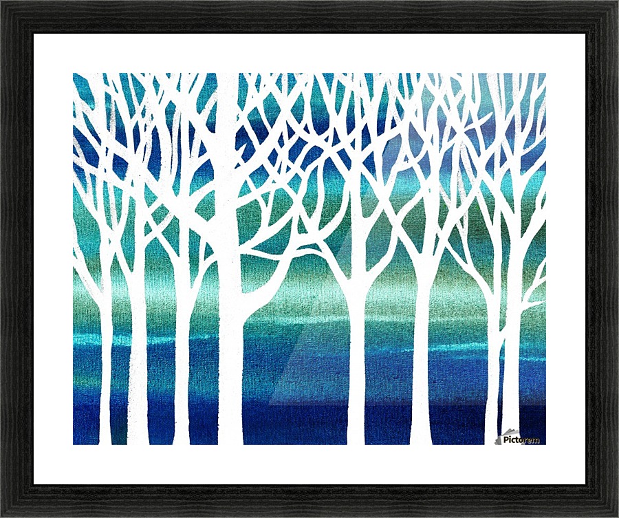 White And Teal Forest Picture Frame print