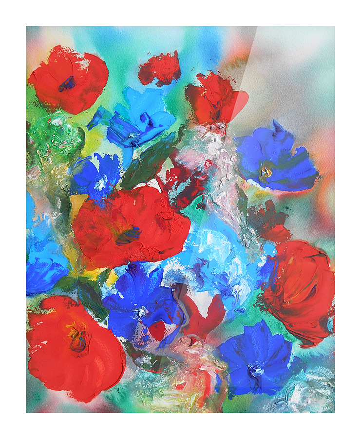 Abstract Flowers Watermedium 70 Picture Frame print
