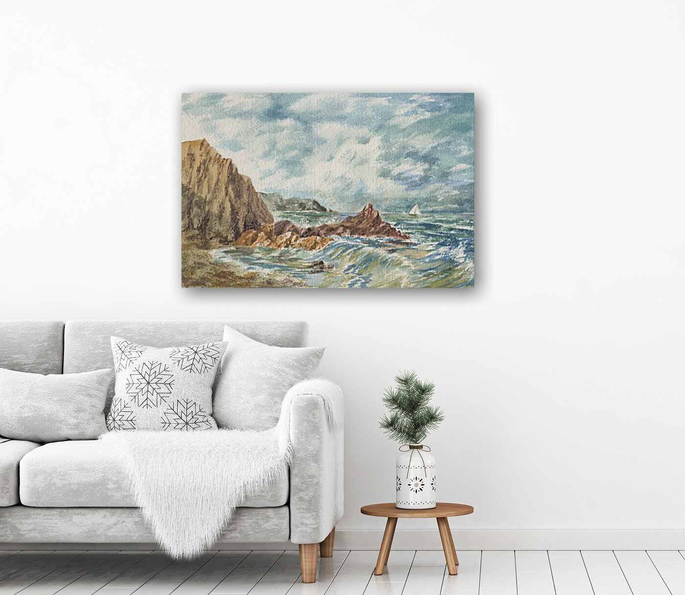 Vintage Storm At Rocky Shore Reproduction