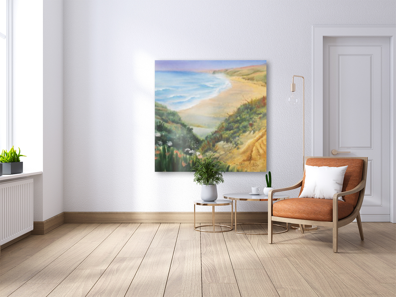 Ocean Shore Through The Hills Reproduction