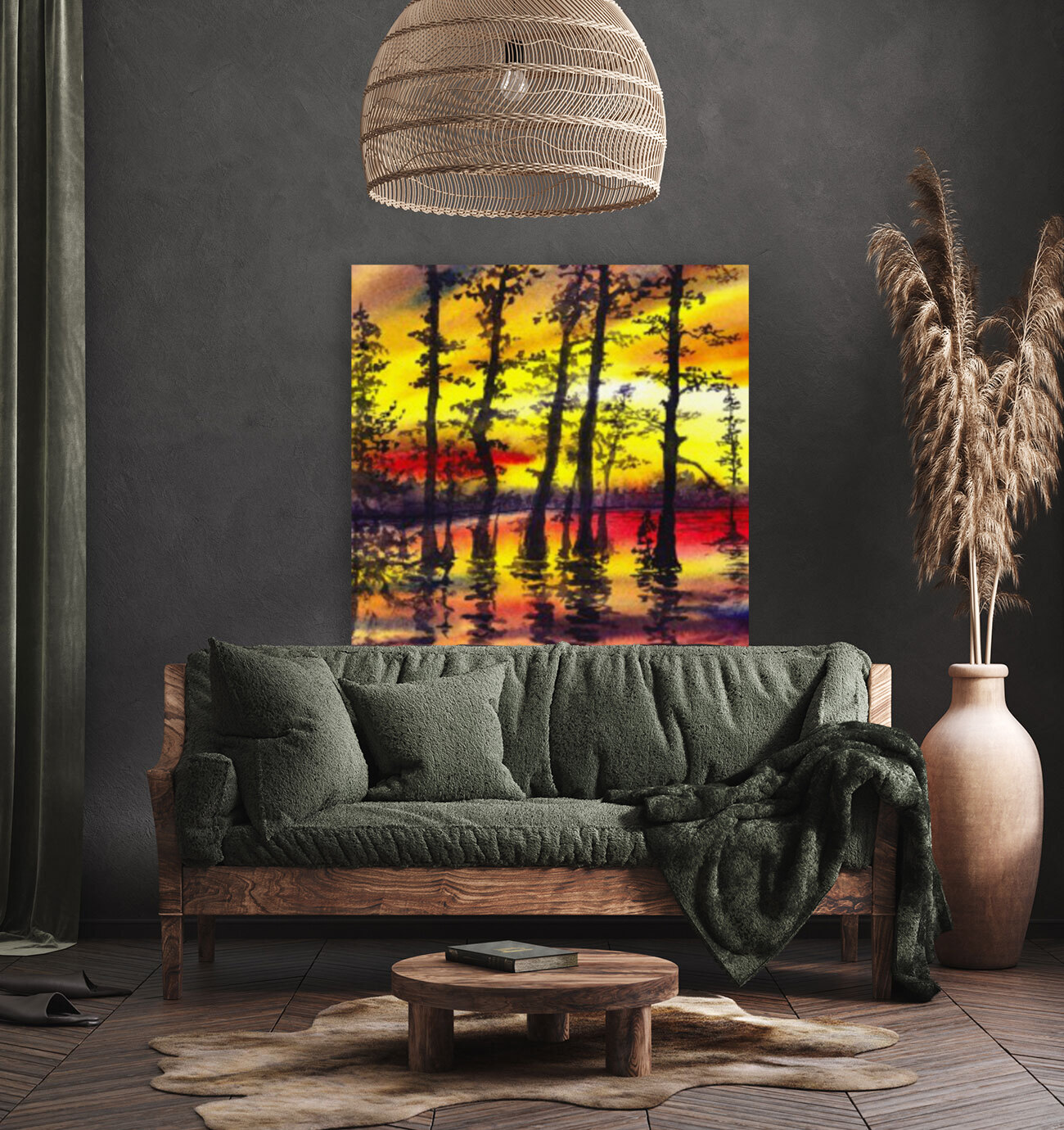 Bright Sunset Through The Trees Reproduction