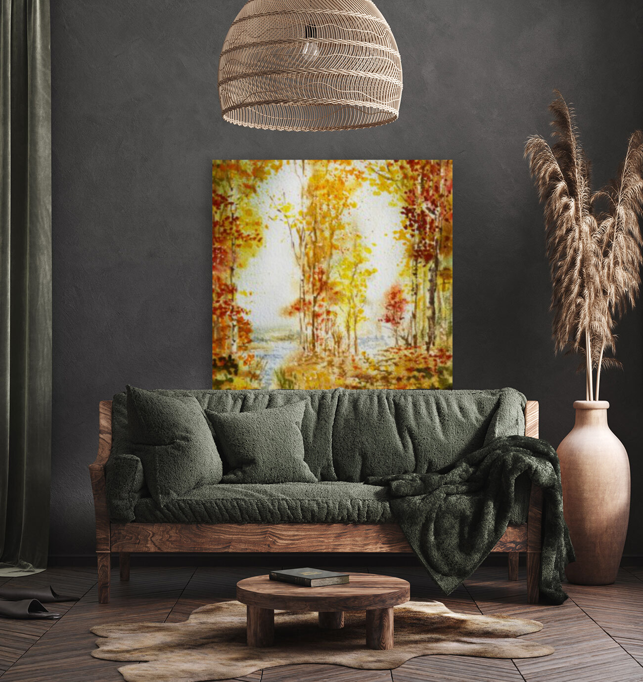 Autumn Forest Falling Leaves Reproduction