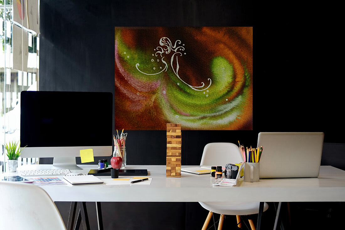 Warm Fall Flamenco Dance Abstract Watercolor  Reproduction