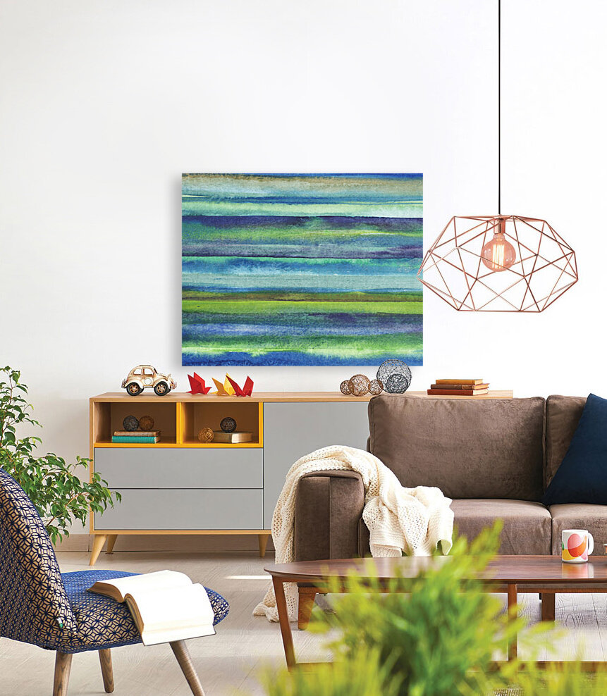 Ocean And Sea Beach Coastal Art Organic Watercolor Abstract Lines VI by ...