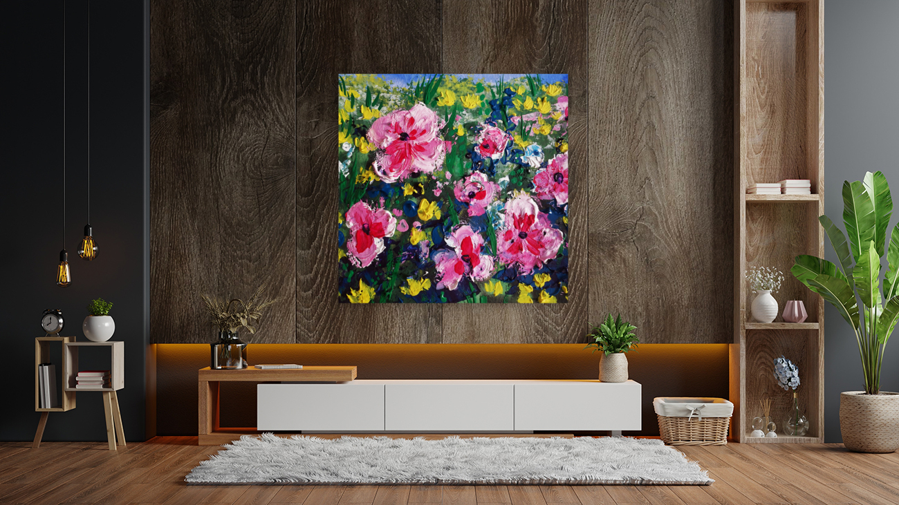 Abstract Flowers Watermedium 4 Reproduction