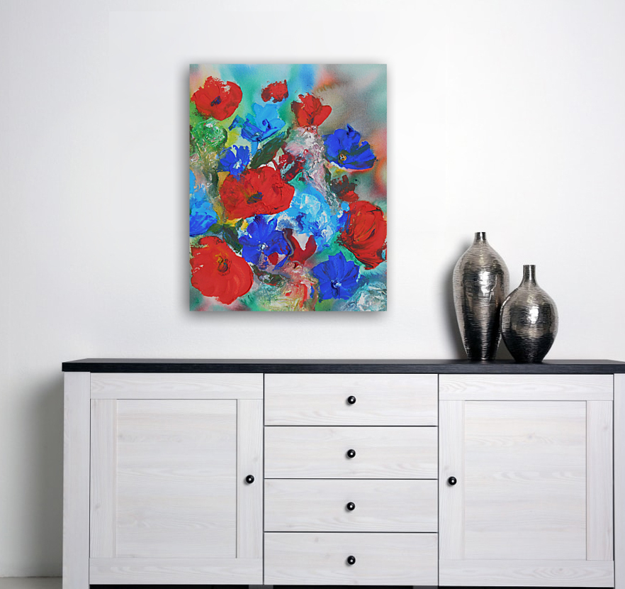 Abstract Flowers Watermedium 70 Reproduction