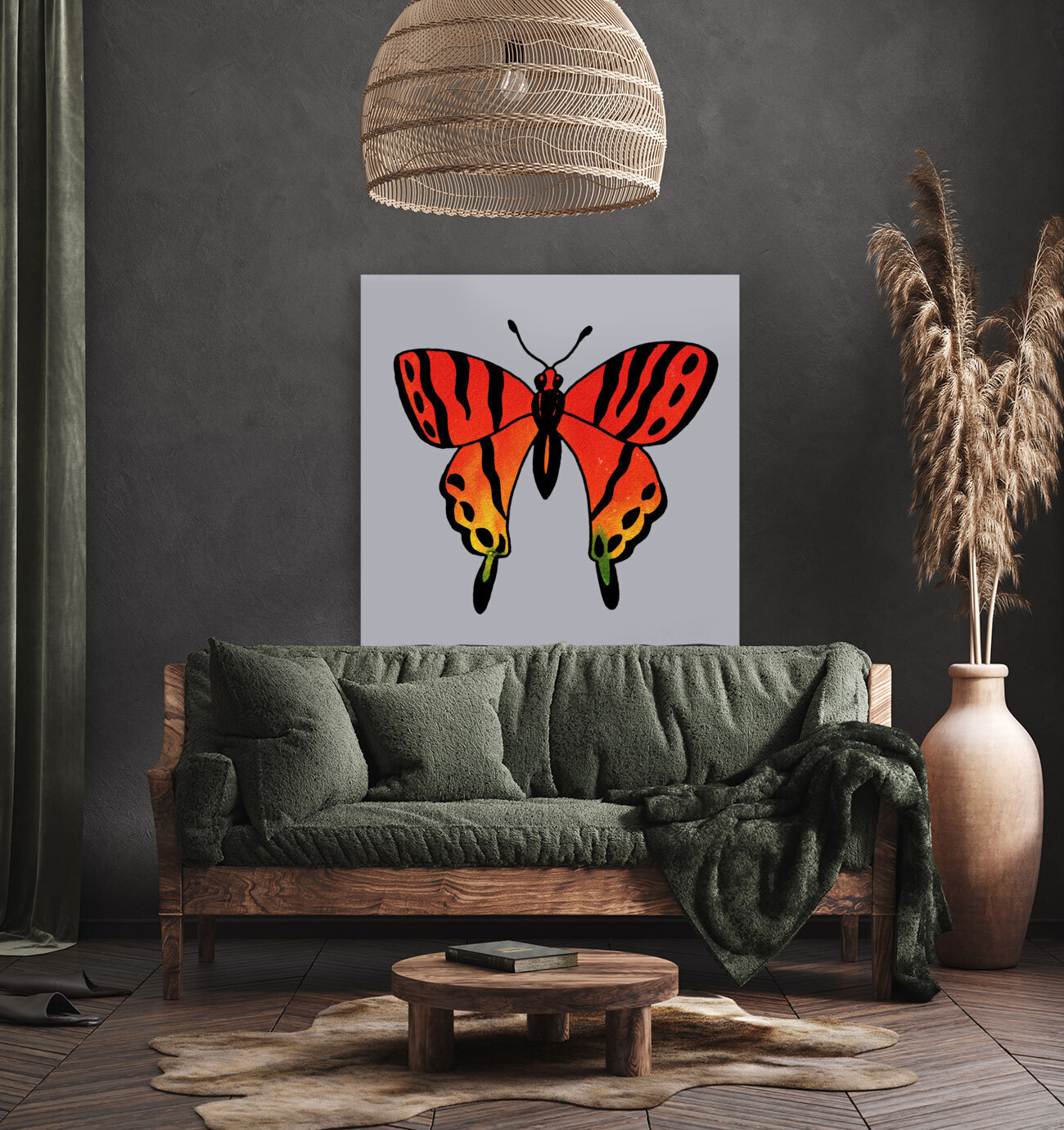 Butterfly On Gray 3 Reproduction