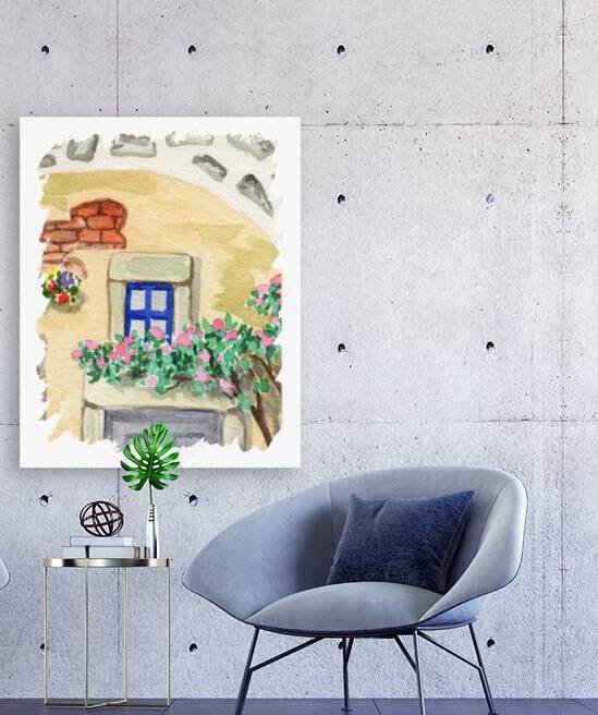 Antique Old Ancient Retro Window Watercolor 3 Reproduction