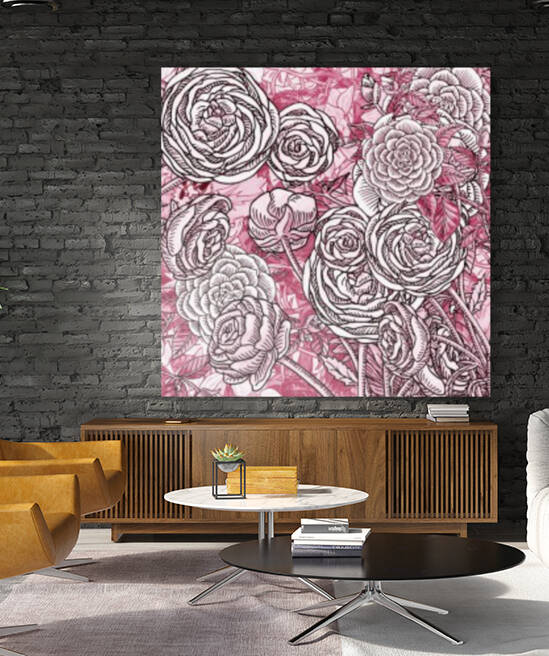 Watercolor Botanical Flowers Garden Pink Flowerbed V by Irina Sztukowski
