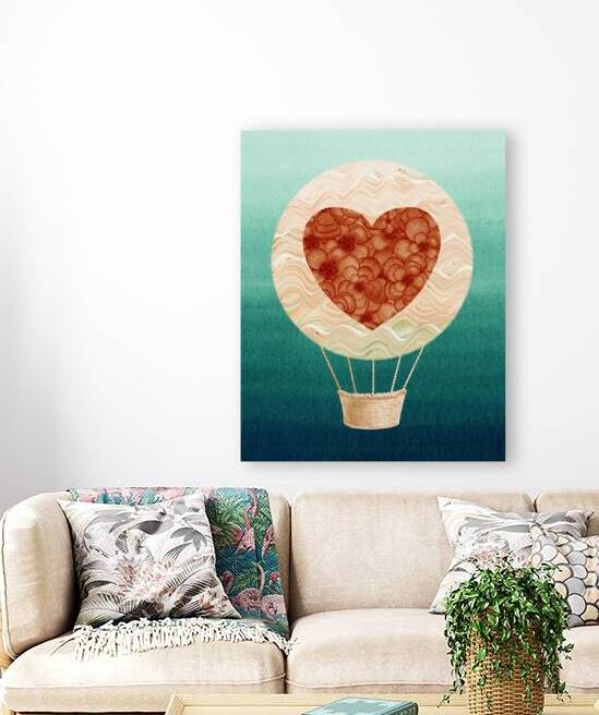 Art Baby Pink Heart And Flowers Hot Air Balloon P by Irina Sztukowski