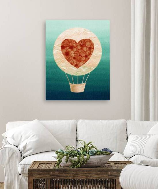 Art Baby Pink Heart And Flowers Hot Air Balloon P by Irina Sztukowski