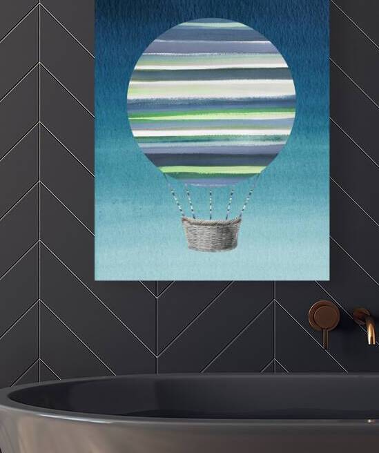 Art Travel In Style Green Yellow And Blue Lines H by Irina Sztukowski