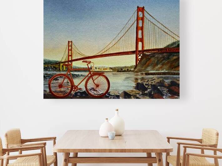 Bicycle In San Francisco Painting Artist Irina Sz by Irina Sztukowski