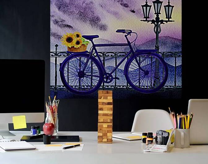 Bicycle And Basket With Sunflowers Artist Irina S by Irina Sztukowski