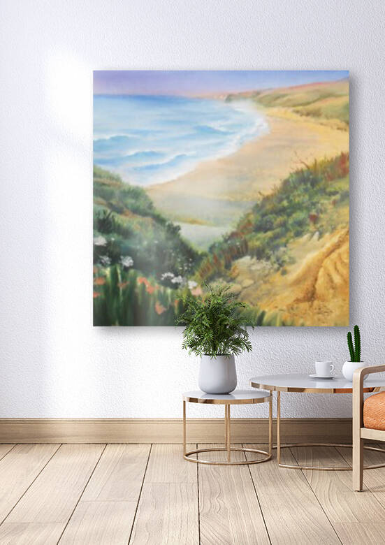 Ocean Shore Through The Hills Reproduction
