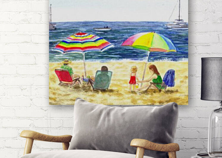 Two Umbrellas On The Beach by Irina Sztukowski