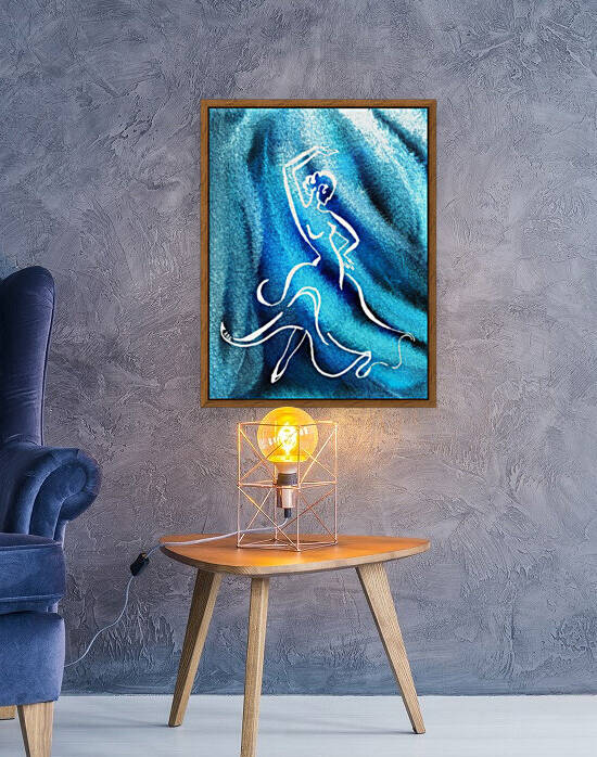 Cool Blue Flamenco Dance Abstract Watercolor  by Irina Sztukowski