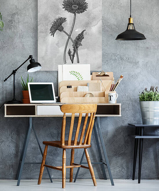 Gerbera Simple Gray Botanical Flower On Watercolor Marble  by Irina Sztukowski
