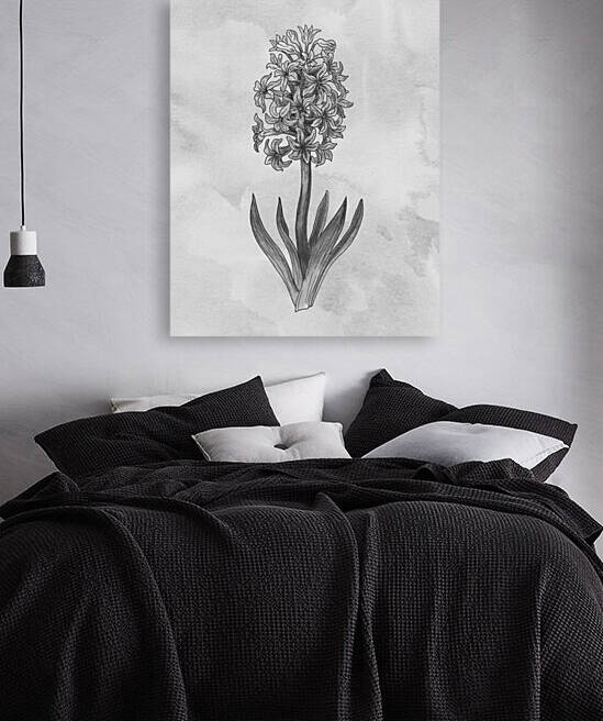 Hyacinth Simple Gray Botanical Flower On Watercolor Marble  by Irina Sztukowski