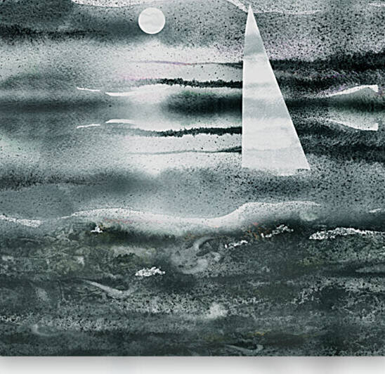 Beach House Art Sailboat At The Ocean Shore Seascape Painting XI by Irina Sztukowski