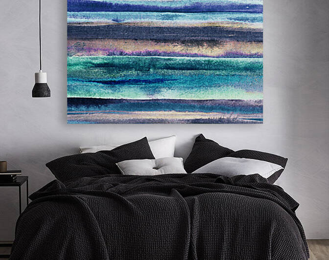 Ocean And Sea Beach Coastal Art Organic Watercolor Abstract Lines VII by Irina Sztukowski