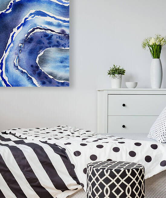 Blue Agate Wave Watercolor Abstract  by Irina Sztukowski