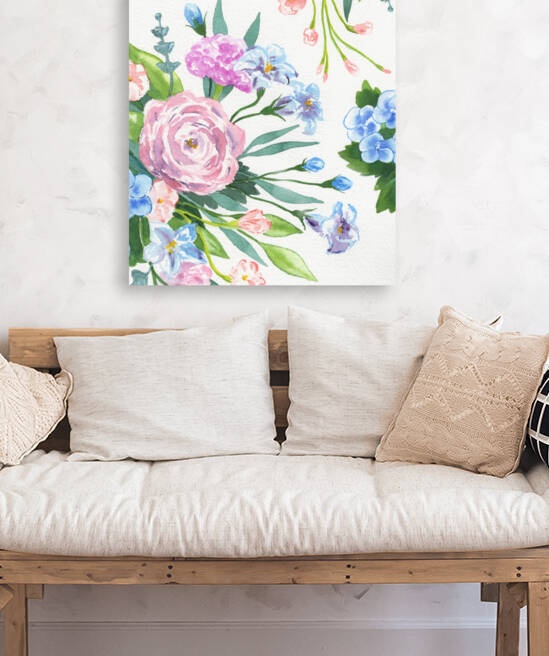 Fresh Pastel Colors Watercolor Flowers Bouquet IV by Irina Sztukowski