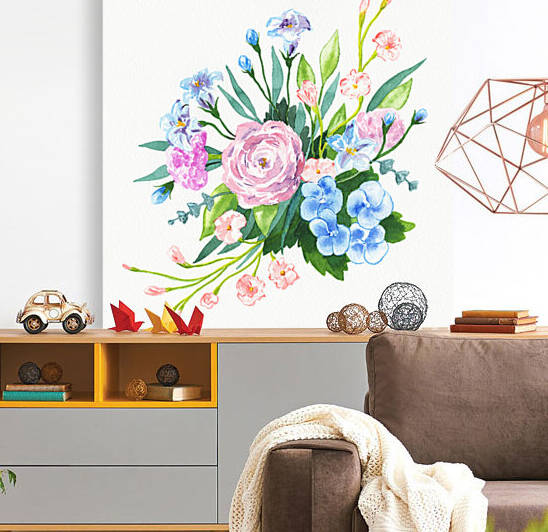 Fresh Pastel Colors Watercolor Flowers Bouquet V by Irina Sztukowski