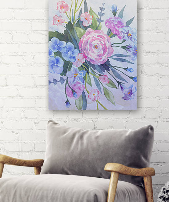 Fresh Pastel Colors Watercolor Flowers Bouquet VI by Irina Sztukowski