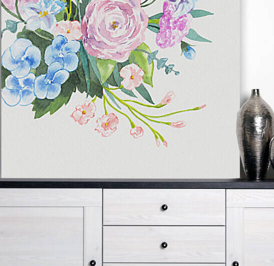 Fresh Pastel Colors Watercolor Flowers Bouquet VII by Irina Sztukowski