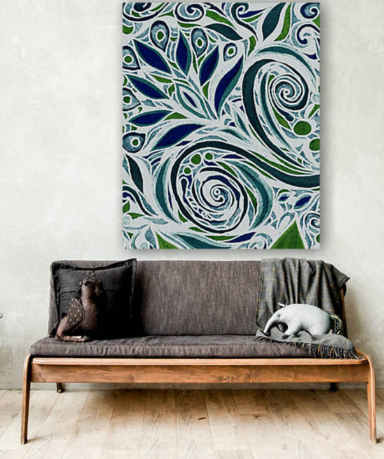 Gorgeous Flowers And Leaves Watercolor Pattern Tiffany Stained Glass Mosaic Decor IV by Irina Sztukowski