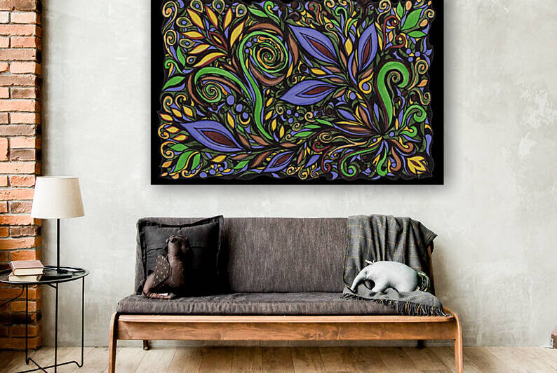Gorgeous Flowers And Leaves Watercolor Pattern Tiffany Stained Glass Mosaic Decor V by Irina Sztukowski
