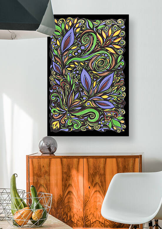 Gorgeous Flowers And Leaves Watercolor Pattern Tiffany Stained Glass Mosaic Decor VI by Irina Sztukowski