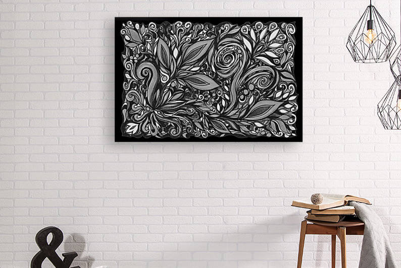 Gorgeous Flowers And Leaves Watercolor Pattern Tiffany Stained Glass Mosaic Decor VIII by Irina Sztukowski