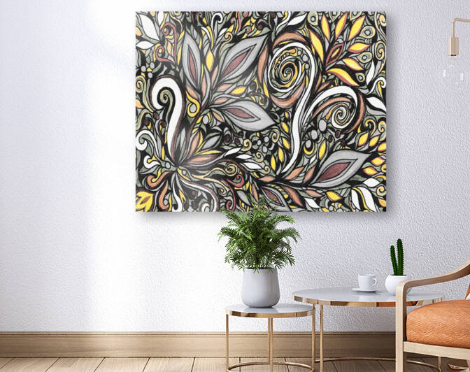Gorgeous Flowers And Leaves Watercolor Pattern Tiffany Stained Glass Mosaic Decor XIII by Irina Sztukowski