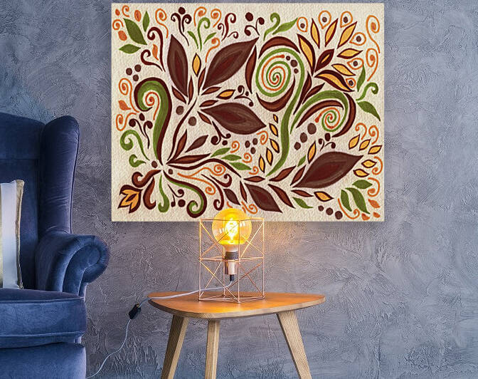 Gorgeous Flowers And Leaves Watercolor Pattern Tiffany Stained Glass Mosaic Decor XVI by Irina Sztukowski