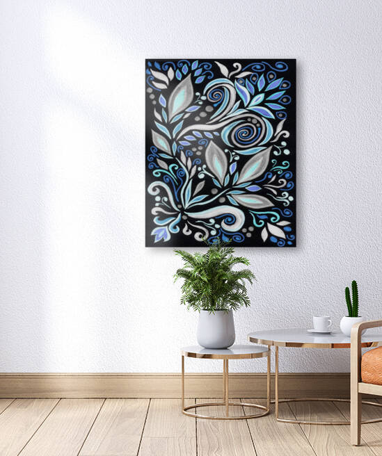 Gorgeous Flowers And Leaves Watercolor Pattern Tiffany Stained Glass Mosaic Decor XVII by Irina Sztukowski